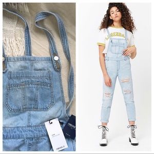 NWT Overalls Distressed Denim